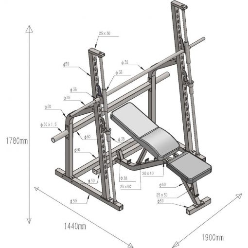 Smith Machine με Πάγκο Ρυθμιζόμενο 91207 Amila-ΑΜΕΣΑ ΔΙΑΘΕΣΙΜΟ! - Image 2
