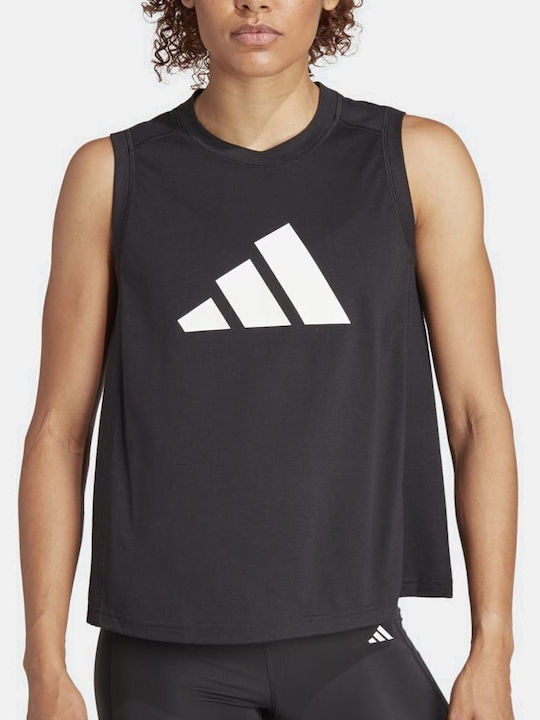 Adidas Essentials Big Γυναικείο Αθλητικό Crop Top Αμάνικο Fast Drying με Διαφάνεια Μαύρο