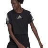Adidas Performance Γυναικείο Crop Top Βαμβακερό Κοντομάνικο Μαύρο