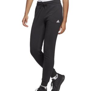 Adidas Essentials Linear French Terry Cuffed Παντελόνι Φόρμας με Λάστιχο Μαύρο