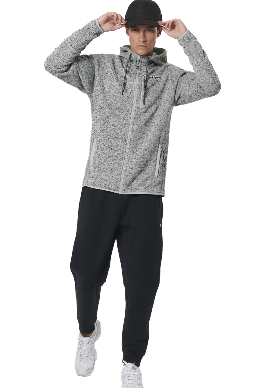 BODY ACTION ΑΝΔΡΙΚΗ KNIT FLEECE ΖΑΚΕΤΑ ΜΕ ΚΟΥΚΟΥΛΑ ΓΚΡΙ - Image 3