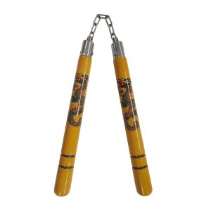 Nunchaku Αλυσίδα Ξύλινο Κίτρινο Δράκος με Μαύρες ΡίγεςNunchaku Αλυσίδα Ξύλινο Κίτρινο Δράκος με Μαύρες Ρίγες