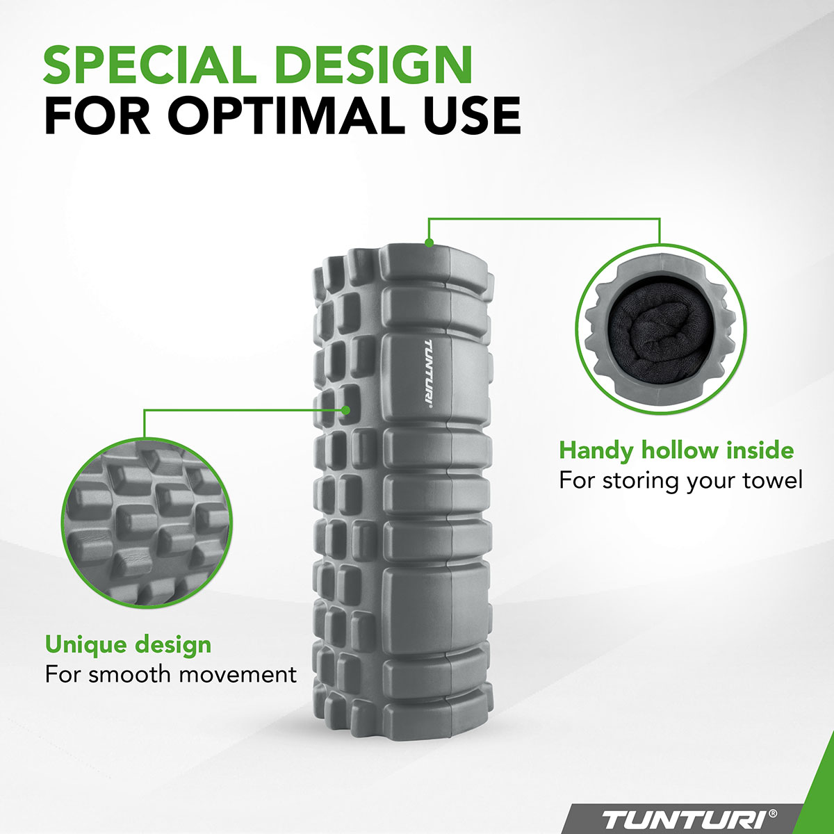 Tunturi Yoga Grid Foam Roller 33cm Γκρι - Image 5