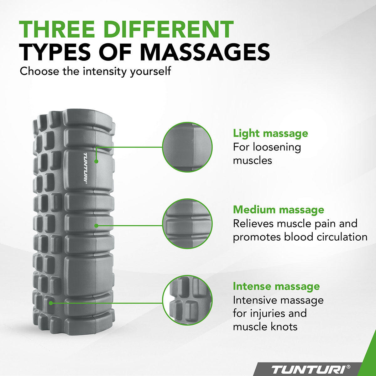 Tunturi Yoga Grid Foam Roller 33cm Γκρι - Image 7