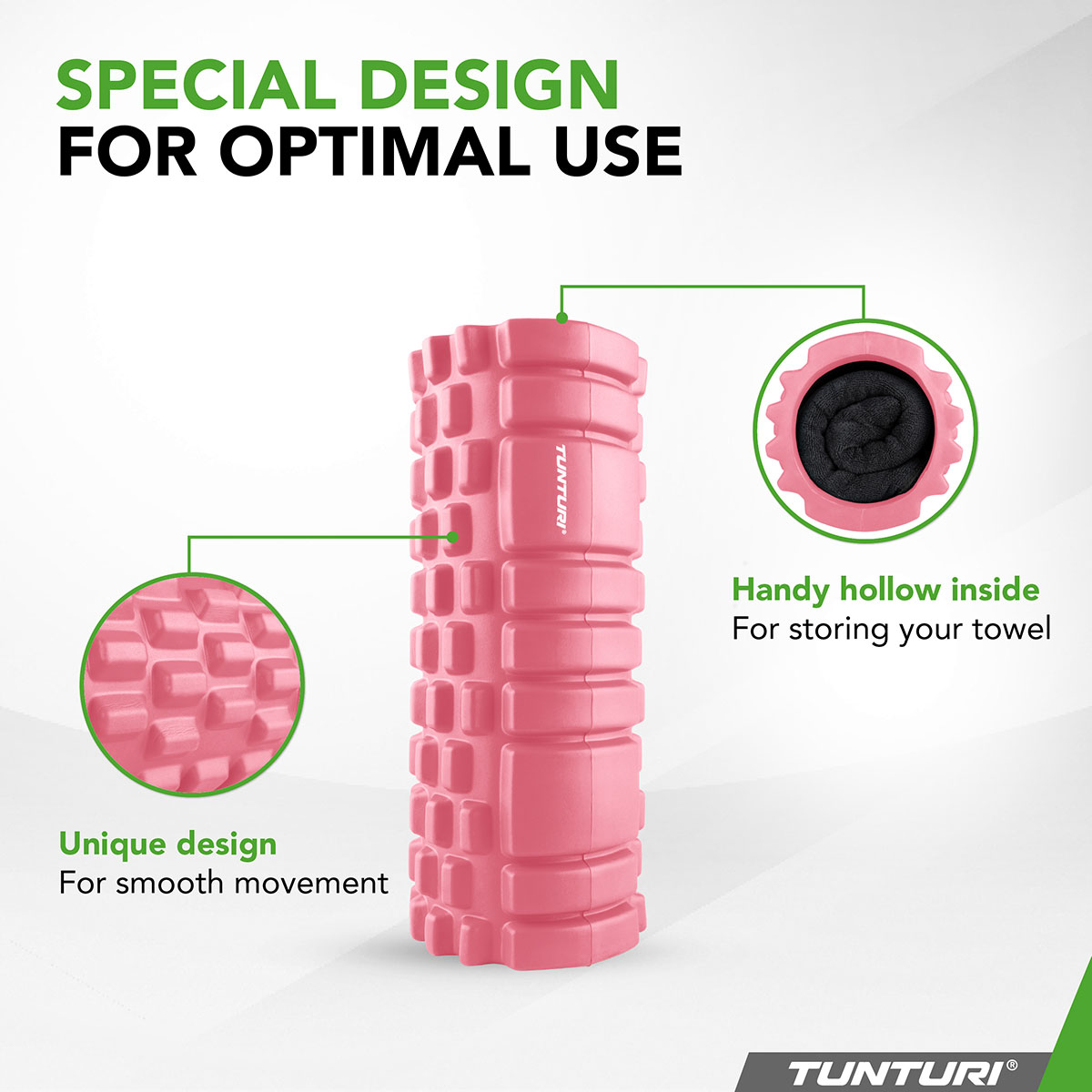 Tunturi Yoga Grid Foam Roller 33cm Ροζ χρυσό - Image 6