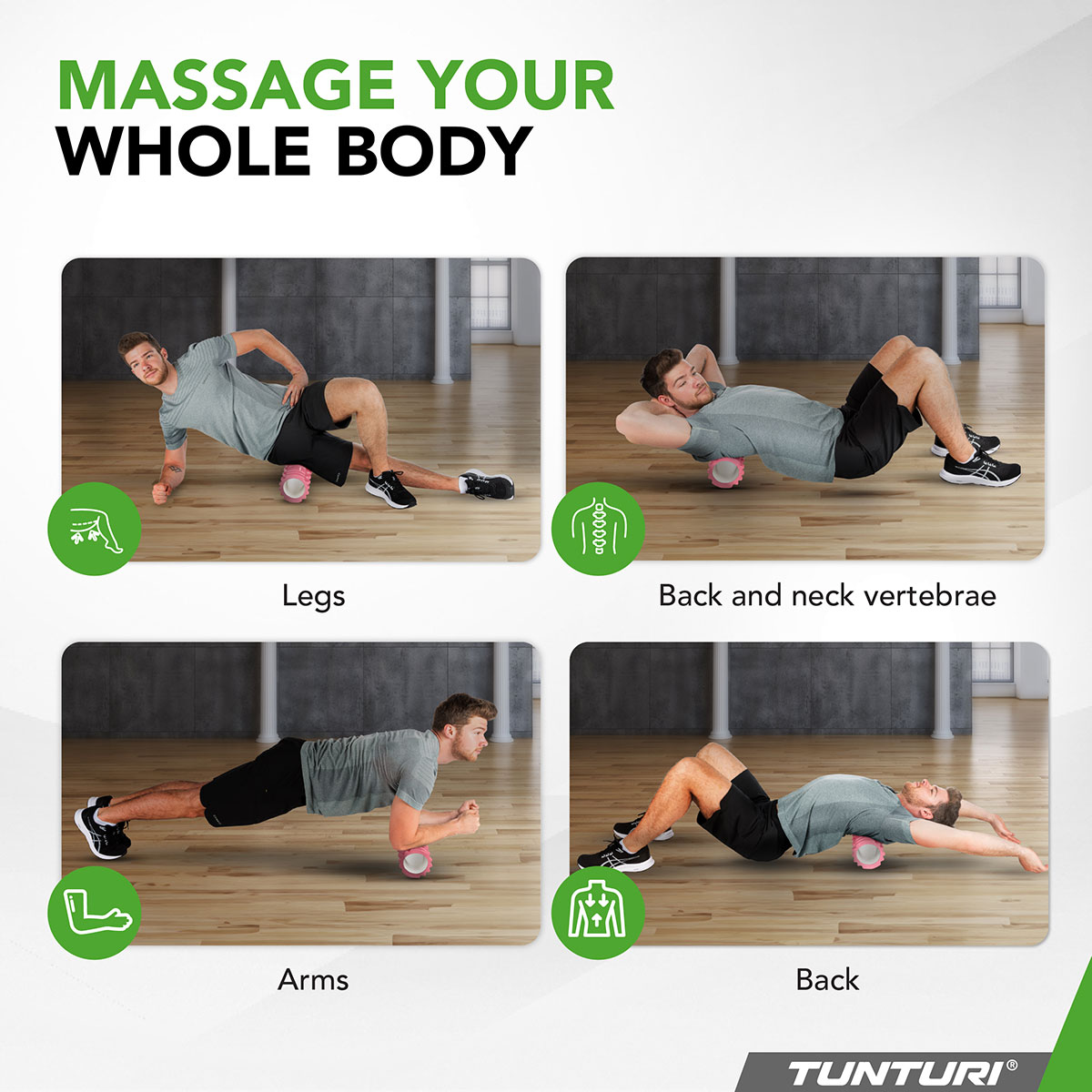 Tunturi Yoga Grid Foam Roller 33cm Ροζ χρυσό - Image 9