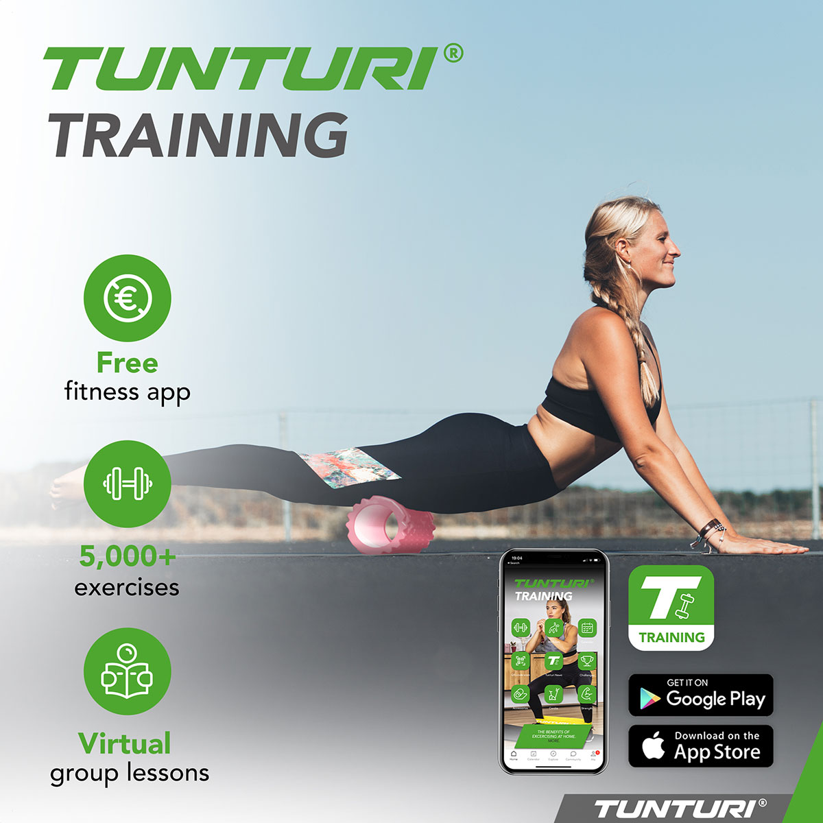 Tunturi Yoga Grid Foam Roller 33cm Ροζ χρυσό - Image 10